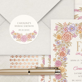 Adesivo Redondo Queda de Flores Selvagens outono Chá de panela Flo