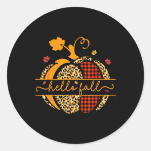 Adesivo Redondo Queda Feliz Queda Vocês Todos Autumn Pumpkin Leopa
