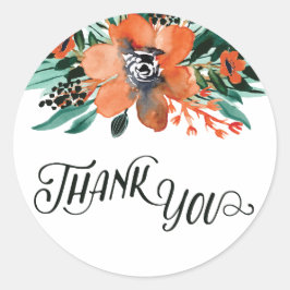 Adesivo Redondo Queda Floral Obrigado Sticker
