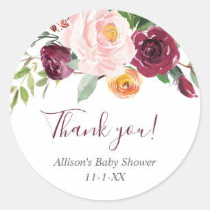 Adesivo Redondo Queda floral pincel cor-de-rosa a favor do seu obr