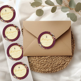 Adesivo Redondo Queda No Amor Queda Do Elegante Floral Borgonha