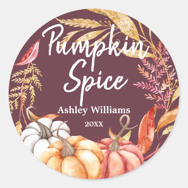 Adesivo Redondo Queda Pumpkin Spice Dourada Foliage Burgundy (Frente)