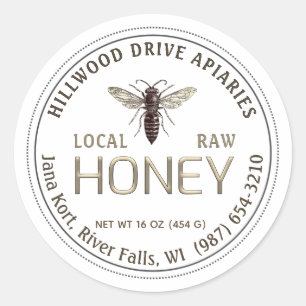 Adesivo Redondo Queen Bee Editable Honey Jar Label Raw Local