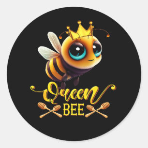 Adesivo Redondo Queen Bee Royal Crown Hive Honey Beerke