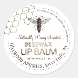 Adesivo Redondo Queen Beeswax Lip Balm Label Honeycomb