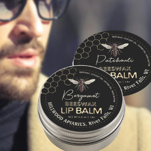 Adesivo Redondo Queen Beeswax Lip Balm Label Honeycomb