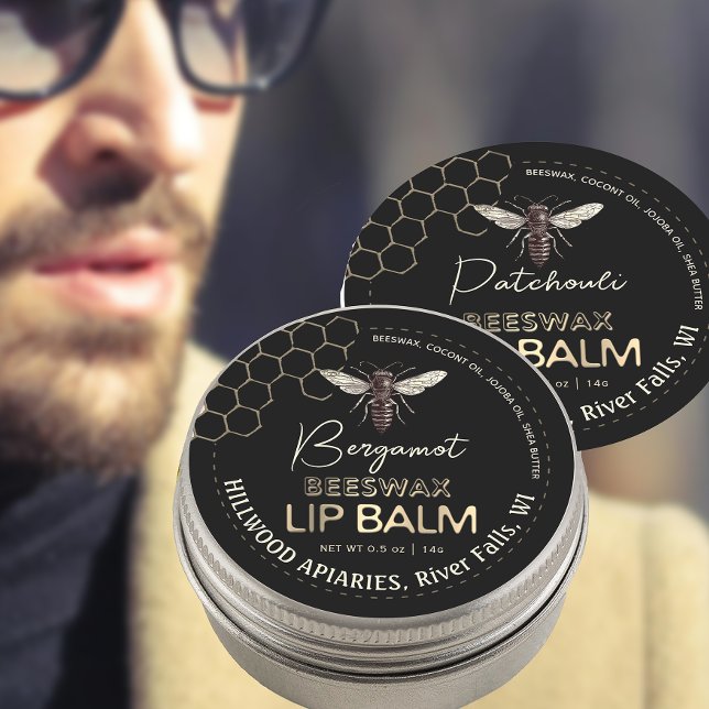 Adesivo Redondo Queen Beeswax Lip Balm Label Honeycomb (Criador carregado)