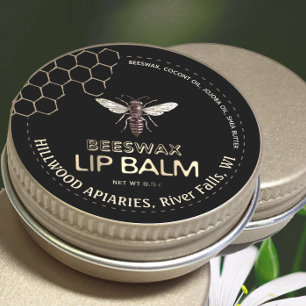 Adesivo Redondo Queen Beeswax Lip Balm Label Honeycomb