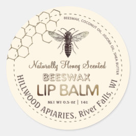 Adesivo Redondo Queen Beeswax Lip Balm Label Honeycomb