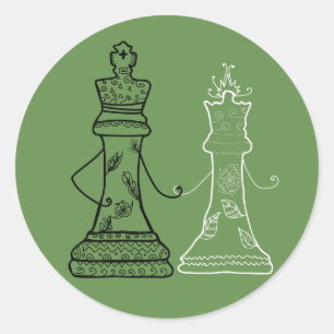 Adesivo Redondo Queen & King Love Chess Sticker
