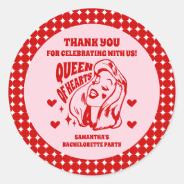Adesivo Redondo Queen of Hearts Bachelorette Party Favor Stickers