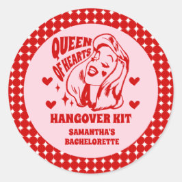 Adesivo Redondo Queen of Hearts Bachelorette Party Hangover Kit