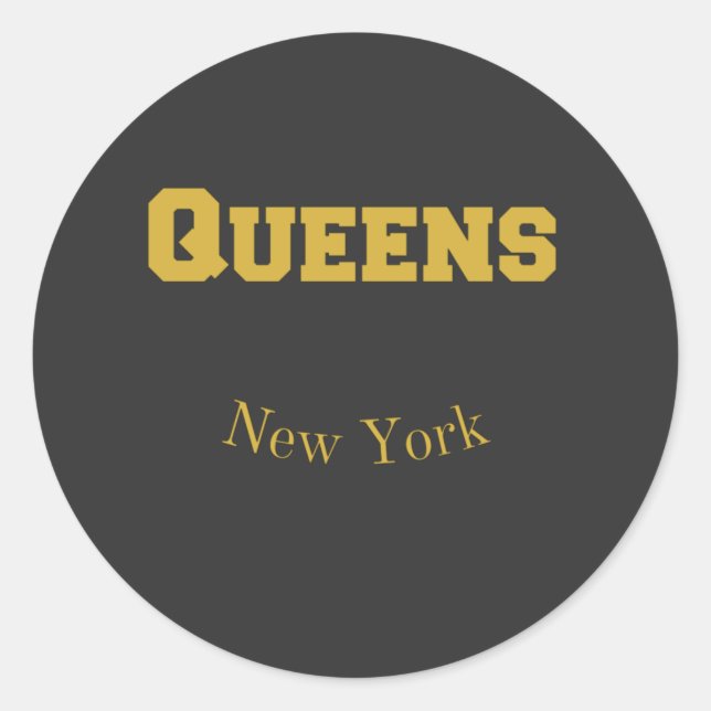 Adesivo Redondo Queens New York Dourado (Frente)