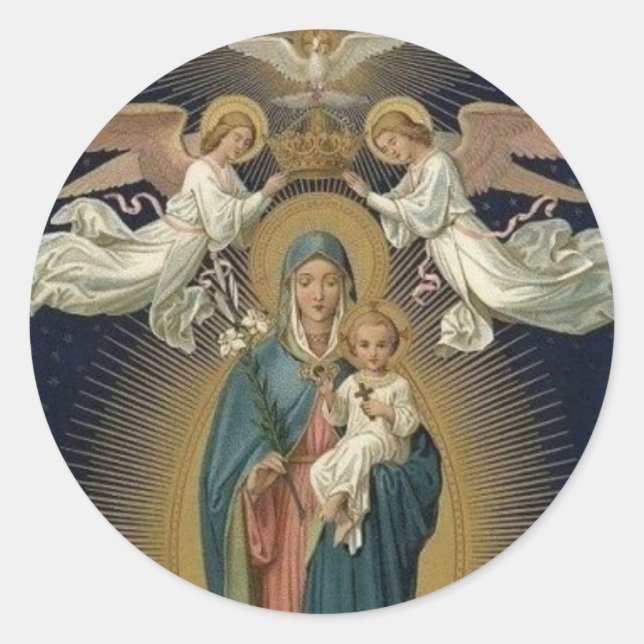 Adesivo Redondo Queenship of Virgin Mary AUG 22 (Frente)