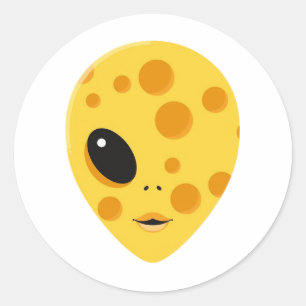 Adesivo Redondo Queijo Alien - Arte Divertida de Laticínios