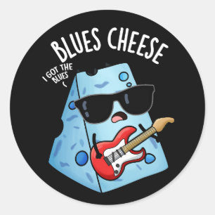 Adesivo Redondo Queijo Blues Piada de Comida Divertida Fundo Escur