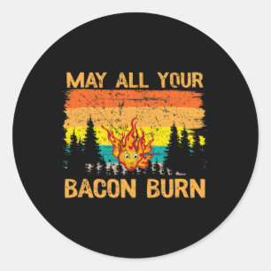 Adesivo Redondo Queima Todo o Seu Bacon Grelhando Bife Cozinhando 