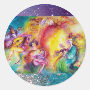 Adesivo Redondo QUEIMANDO A Dança CARNIVAL / Mascarada Veneziana