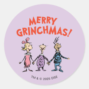 Adesivo Redondo Quem está de mãos dadas Merry Grinchmas