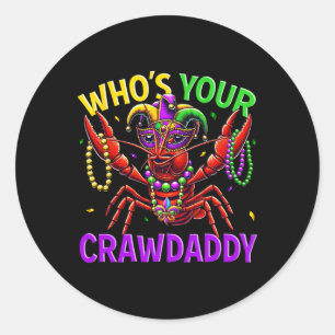 Adesivo Redondo Quem Seu Crawaddy Crawfish Jester Bead Hat Mardi