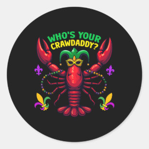Adesivo Redondo Quem Seu Crawaddy Crawfish Jester Miçanga Mães Eng