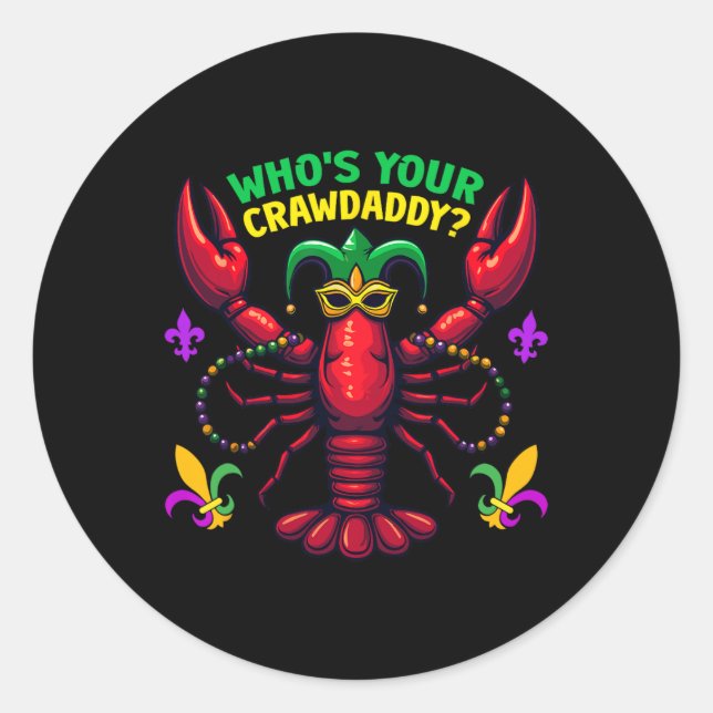 Adesivo Redondo Quem Seu Crawaddy Crawfish Jester Miçanga Mães Eng (Frente)