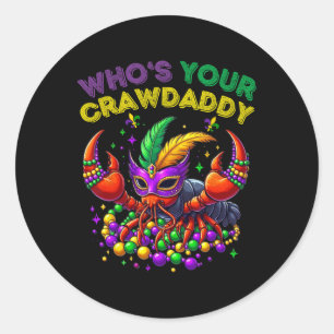 Adesivo Redondo Quem Seu Crawaddy Crawfish Jester Miçanga Mães Eng