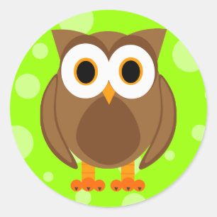 Adesivo Redondo Quem? Sr. Owl Cartoon