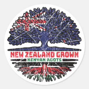 Adesivo Redondo Quênia Nova Zealander Nova Zelândia Raízes de Árvo