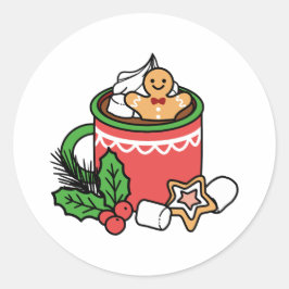 Adesivo Redondo Quente quente com a queda de neve chamada de cacau
