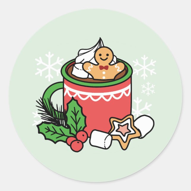 Adesivo Redondo Quente quente com a queda de neve chamada de cacau (Frente)