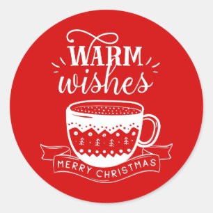 Adesivo Redondo Quente quente taça Café Cacau Branco