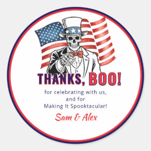 Adesivo Redondo Queremos Boo Patriótico Festa de Figurino de Hallo