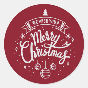 Adesivo Redondo Queremos Um Feliz Natal Vermelho E Branco