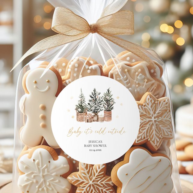 Adesivo Redondo Querida Está Fria Fora do Chá de fraldas das Árvor (Criador carregado)