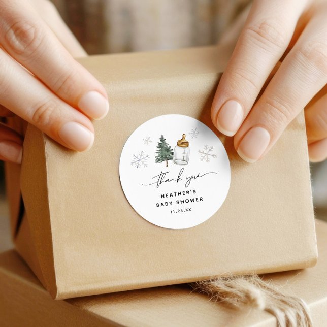 Adesivo Redondo Querida, está frio fora do Chá de fraldas, obrigad (Criador carregado)