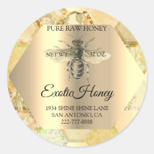 Adesivo Redondo Querida Jar Honeybee Honeycomb Abelhas Apiary Org