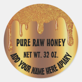 Adesivo Redondo Querida Jar Honeybee Honeycomb. Ouro Apiary Drives