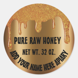 Adesivo Redondo Querida Jar Honeybee Honeycomb. Rosa Apiary Drives