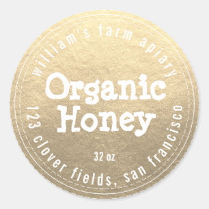 Adesivo Redondo Querida Jar Label Honeybee Apiary Dourado