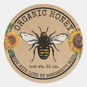 Adesivo Redondo Querida Jar Labels Honeybee Honeycomb Abelha Apiar