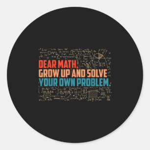 Adesivo Redondo Querida Matemática Cresce Engraçada Matemática Diz