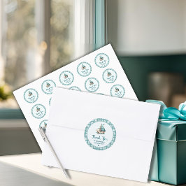 Adesivo Redondo "Querida" Náutica Obrigado, Vestido.