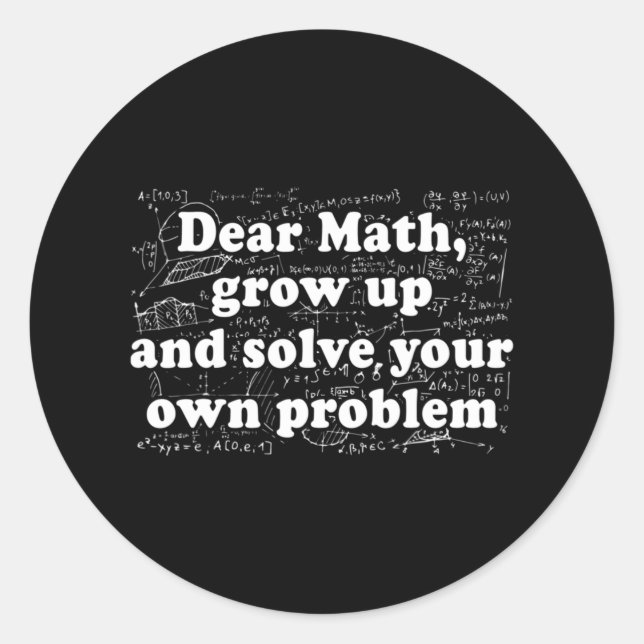 Adesivo Redondo Querido Diversão De Matemática De Volta Para O Pro (Frente)