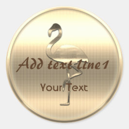 Adesivo Redondo Querido Flamingo Dourado Adicionar Texto Personali