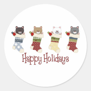 Adesivo Redondo Queridos de Natal - Armazenamento de Gatos