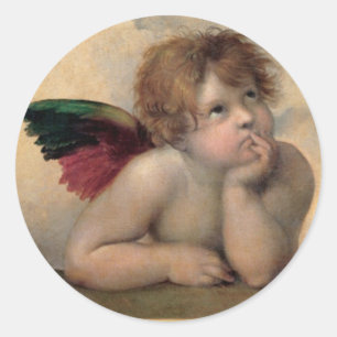 Adesivo Redondo Querubim de Sistine Madonna por Raphael