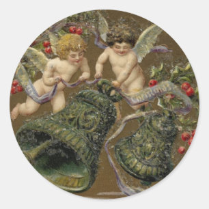 Adesivo Redondo Querubins que soam no Natal 1906