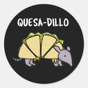 Adesivo Redondo Quesa-Dillo Funny Quesadilla Pun Dark BG