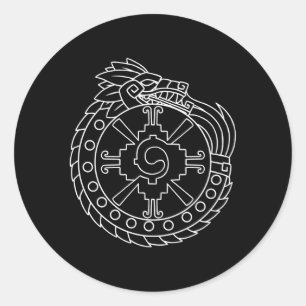 Adesivo Redondo Quetzalcoatl Ouroboros Aztec Anca Maia Antiga Inca